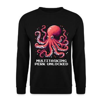 Multitasking Ability Unlocked | Octopus - Unisex Sweatshirt - black - Front - Alina (178cm) & Michal (187cm)