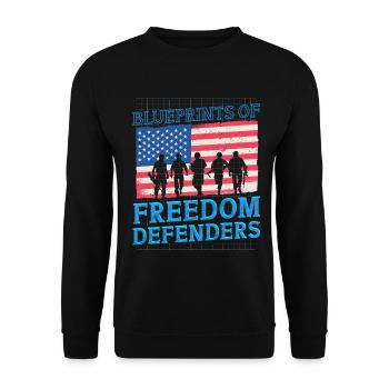 Plans de mécanique militaire des défenseurs de la liberté - Sweat-shirt Unisexe - noir - Devant - Alina (178cm) & Michal (187cm)