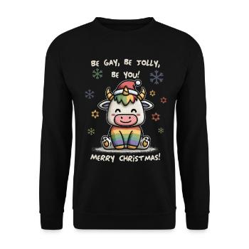 Be Gay, Be Jolly, Be You – Merry Christmas - Unisex Pullover - Schwarz - Vorne - Alina (178cm) & Michal (187cm)
