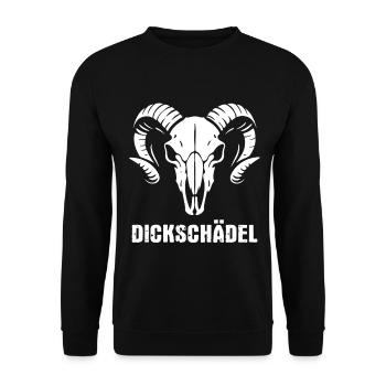 Ram's Head Skull with Horns - Thick Skull - Unisex Sweatshirt - black - Front - Alina (178cm) & Michal (187cm)
