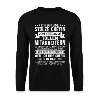 Stolze Chefin Mitarbeiter Humor Shirt - Sweat-shirt Unisexe - noir - Devant - Alina (178cm) & Michal (187cm)