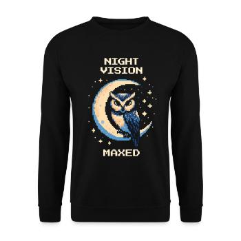 Vision nocturne : sur Max | Furtivité du hibou - Sweat-shirt Unisexe - noir - Devant - Alina (178cm) & Michal (187cm)