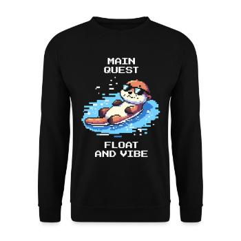Hauptquest: Treiben & Viben | Otter Chill - Unisex Pullover - Schwarz - Vorne - Alina (178cm) & Michal (187cm)