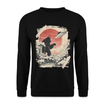 Bigfoot Cryptid Design Mythical Creature Ufo - Unisex Sweatshirt - black - Front - Alina (178cm) & Michal (187cm)