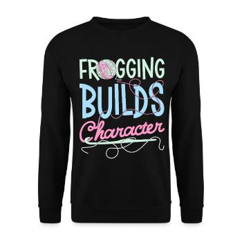 grenouille construit personnage crochet fil crocheteur - Sweat-shirt Unisexe - noir - Devant - Alina (178cm) & Michal (187cm)
