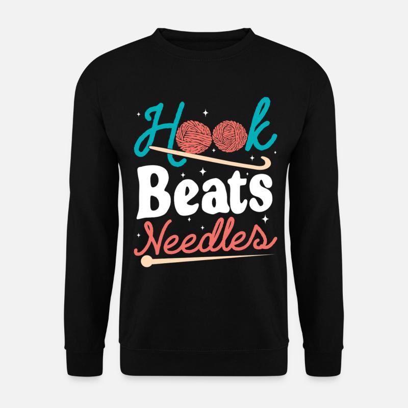 Hook Beats Needles Crochet Yarn - Unisex Sweatshirt - black