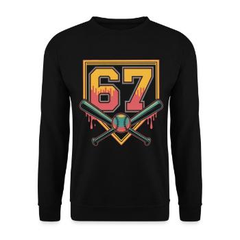 Neon 62 mit Schlägerkreuz - Unisex Pullover - Schwarz - Vorne - Alina (178cm) & Michal (187cm)