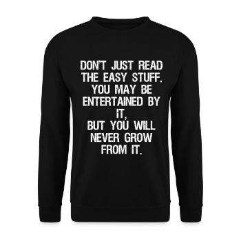 don't just read the easy stuff you may be enter - Unisex Pullover - Schwarz - Vorne - Alina (178cm) & Michal (187cm)