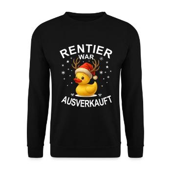Funny Christmas Shirt Reindeer was sold out - Unisex Sweatshirt - black - Front - Alina (178cm) & Michal (187cm)