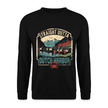 Alaska Königskrabben Straight Outta Dutch Harbor - Unisex Pullover - Schwarz - Vorne - Alina (178cm) & Michal (187cm)