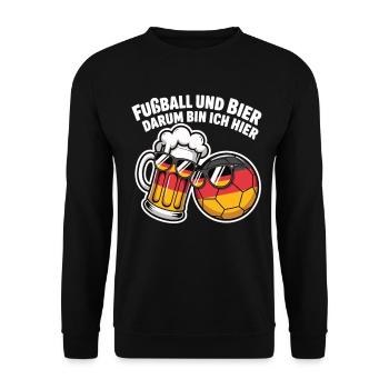 Football and Beer – Germany Fan Saying - Unisex Sweatshirt - black - Front - Alina (178cm) & Michal (187cm)
