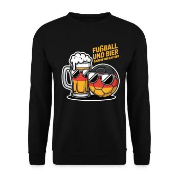 Football and Beer – Germany Fan Saying - Unisex Sweatshirt - black - Front - Alina (178cm) & Michal (187cm)
