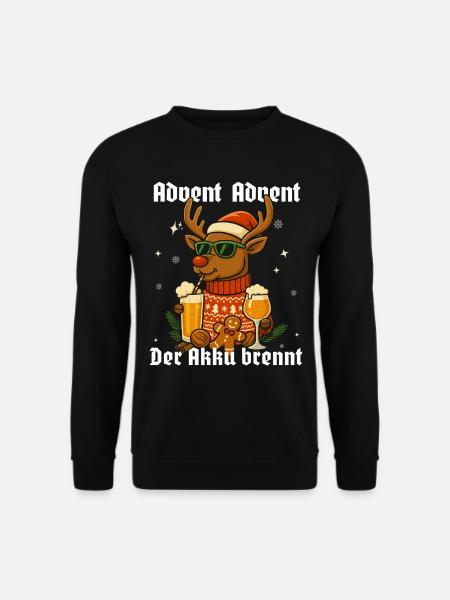 Advent Advent – The battery burns Reindeer - Unisex Sweatshirt - black