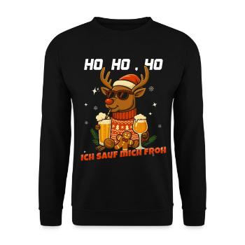 Drôle de renne Noël bière design - Sweat-shirt Unisexe - noir - Devant - Alina (178cm) & Michal (187cm)