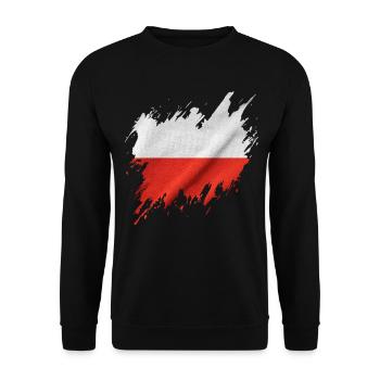 Flag of Poland, torn style - Unisex Sweatshirt - black - Front - Alina (178cm) & Michal (187cm)