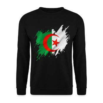 Algeria flag, torn style - Unisex Sweatshirt - black - Front - Alina (178cm) & Michal (187cm)