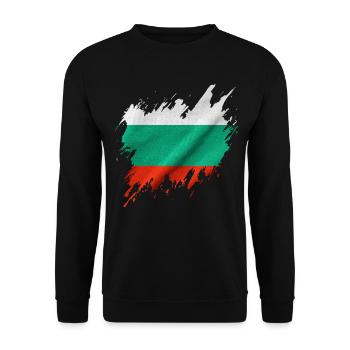 Bulgarische Flagge im zerrissenen Stil - Unisex Pullover - Schwarz - Vorne - Alina (178cm) & Michal (187cm)