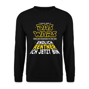 Das Wars Rente 2026 Endlich Rentner ich jetzt bin - Unisex Pullover - Schwarz - Vorne - Alina (178cm) & Michal (187cm)
