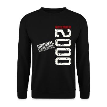 25ème Anniversaire Original Novembre Millésime 2000 - Sweat-shirt Unisexe - noir - Devant - Alina (178cm) & Michal (187cm)
