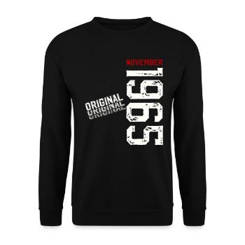 60. Geburtstag Original November Jahrgang 1965  - Unisex Pullover - Schwarz - Vorne - Alina (178cm) & Michal (187cm)