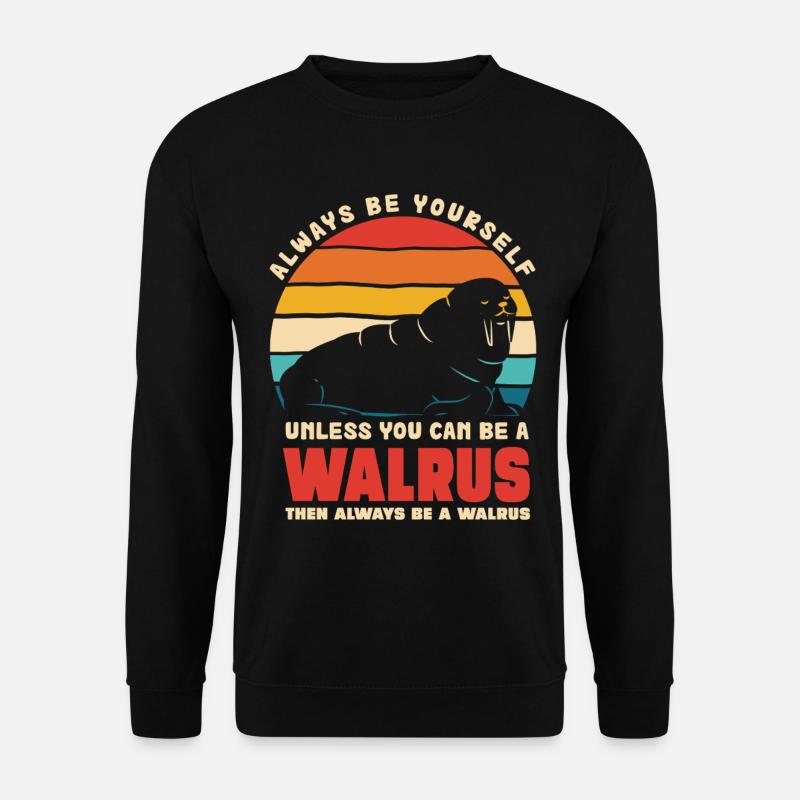 Walrus Selbstbewusstsein Retro - Unisex Pullover - Schwarz