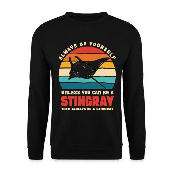 Stingray in Retro Sunset - Unisex Sweatshirt - black - Front - Alina (178cm) & Michal (187cm)