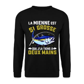 Original Fisherman Funny Humor Fishing Gift - Unisex Sweatshirt - black - Front - Alina (178cm) & Michal (187cm)
