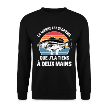 Original Fisherman Funny Humor Fishing Gift - Unisex Sweatshirt - black - Front - Alina (178cm) & Michal (187cm)