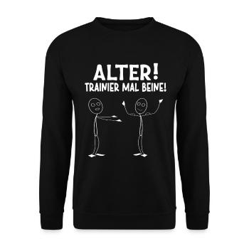 Stick Figure OLD TRAINER TIMES LEGS Drôle - Sweat-shirt Unisexe - noir - Devant - Alina (178cm) & Michal (187cm)