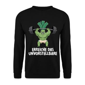 Gewichtheber ERREICHE DAS UNVORSTELLBARE Lustig - Unisex Pullover - Schwarz - Vorne - Alina (178cm) & Michal (187cm)