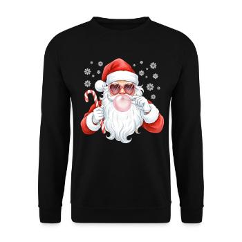 Père Noël Bubble Gum Rose - Sweat-shirt Unisexe - noir - Devant - Alina (178cm) & Michal (187cm)