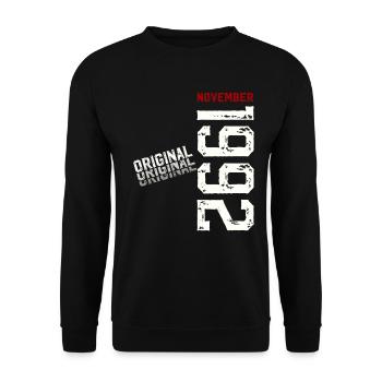 33ème Anniversaire Original Novembre Millésime 1992 - Sweat-shirt Unisexe - noir - Devant - Alina (178cm) & Michal (187cm)