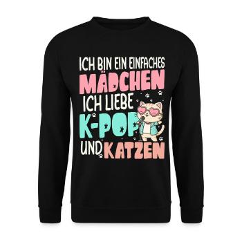 I Love K-Pop And Cats Simple Girl - Unisex Sweatshirt - black - Front - Alina (178cm) & Michal (187cm)