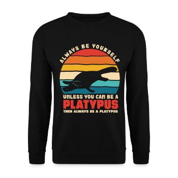 Motif Ornithorynque Selfhood - Sweat-shirt Unisexe - noir - Devant - Alina (178cm) & Michal (187cm)