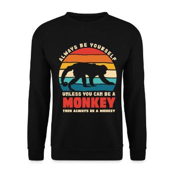Be Yourself Monkey Retro Motif - Unisex Sweatshirt - black - Front - Alina (178cm) & Michal (187cm)