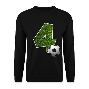 NR. 4 NUMMER 4 FUßBALL 4. GEBURTSTAG - Unisex Pullover - Schwarz - Vorne - Alina (178cm) & Michal (187cm)