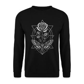 Moth Rose Occultism Esotericism Mystical Design - Unisex Sweatshirt - black - Front - Alina (178cm) & Michal (187cm)