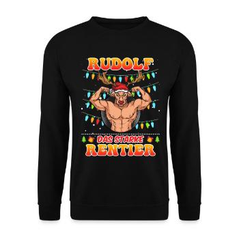 Noël RUDOLF LE RENNE FORT Drôle - Sweat-shirt Unisexe - noir - Devant - Alina (178cm) & Michal (187cm)