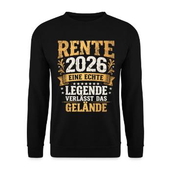 Rente 2026 Legende verlässt das Gelände Vintage - Unisex Pullover - Schwarz - Vorne - Alina (178cm) & Michal (187cm)