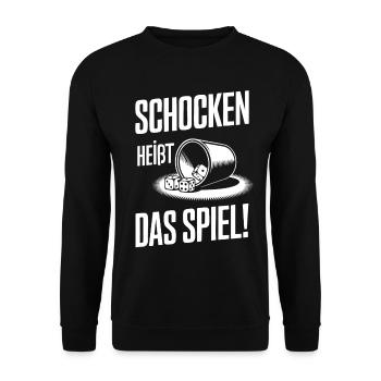 Schocken Heißt Das Spiel! Würfeln Knobeln Jule - Unisex Pullover - Schwarz - Vorne - Alina (178cm) & Michal (187cm)