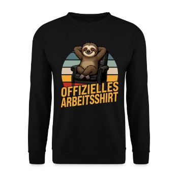 Offizielles Arbeitsshirt Faultier Faul Faulenzen - Unisex Pullover - Schwarz - Vorne - Alina (178cm) & Michal (187cm)