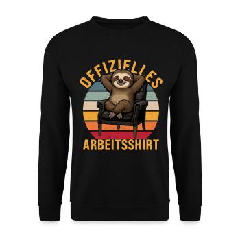 Offizielles Arbeitsshirt Faultier Faule Menschen - Unisex Pullover - Schwarz - Vorne - Alina (178cm) & Michal (187cm)
