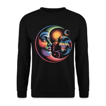 T-shirt spirituel lune soleil terre - Sweat-shirt Unisexe - noir - Devant - Alina (178cm) & Michal (187cm)