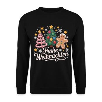 Joyeux Noël avec des étoiles et une canne à sucre - Sweat-shirt Unisexe - noir - Devant - Alina (178cm) & Michal (187cm)