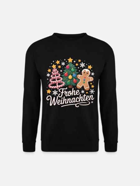 Frohe Weihnachten mit Sterne & Zuckerstange - Unisex Pullover - Schwarz