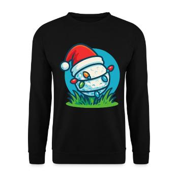 Lustiger Golfball Weihnachtsmann Weihnachtsfeiertag - Unisex Pullover - Schwarz - Vorne - Alina (178cm) & Michal (187cm)