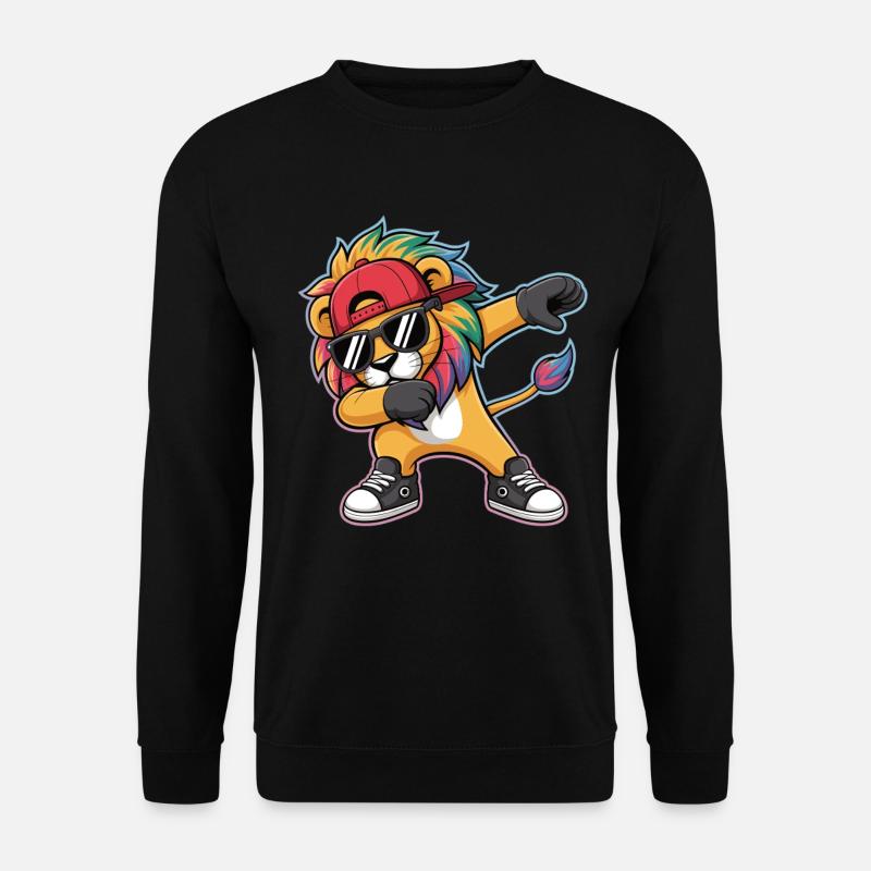 Dabbing Lion with Rainbow Mane - Unisex Sweatshirt - black