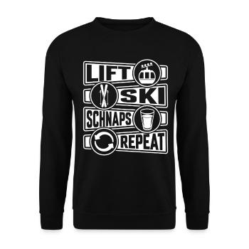 Lift Ski Schnapps Repeat Après Ski - Unisex Sweatshirt - black - Front - Alina (178cm) & Michal (187cm)