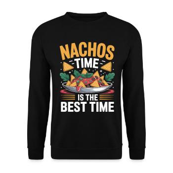 Nachos Mexikanisch Essen Tortilla Taco - Unisex Pullover - Schwarz - Vorne - Alina (178cm) & Michal (187cm)