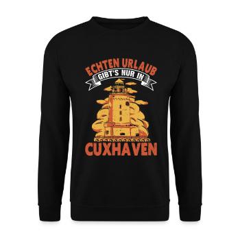 North Sea Holidays REAL HOLIDAYS ARE ONLY AVAILABLE IN - Unisex Sweatshirt - black - Front - Alina (178cm) & Michal (187cm)